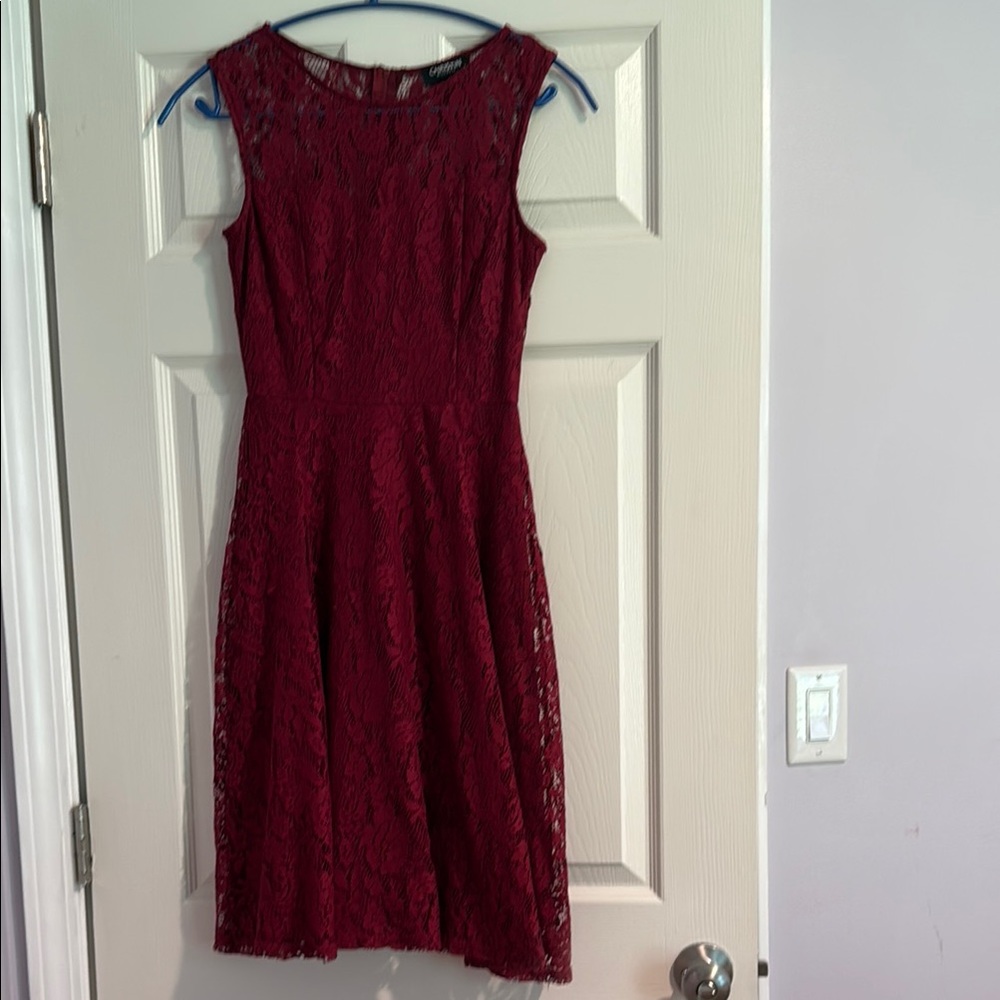 Christina Red Sheath Dress Bateau Neckline Cap Sleeve